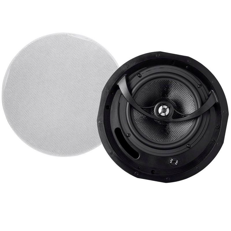 Monoprice 2-Way Carbon Fiber Ceiling Speakers - 8 Inch (Pair) With Paintable Magnetic Grille - Alpha Series, 1 of 7