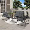 Textilene Patio Conversation Set with 2 Single Chairs, 1 Love Seat and Coffee Table, 4 Piece Textilene Furniture Set with Loveseat and Glass - 3 of 4