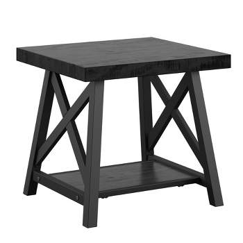 Lanshire Rustic X Base End Table with Shelf Black - Inspire Q