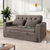 61.4" Pull Out Sofa Bed with Adjustable Backrest, USB Charging Port & 2 Pillows, Waffle Velvet Upholstery, Charcoal Gray - 2 of 4