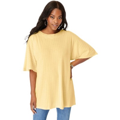 Roaman's Women's Plus Size Lace Back Pointelle Tunic