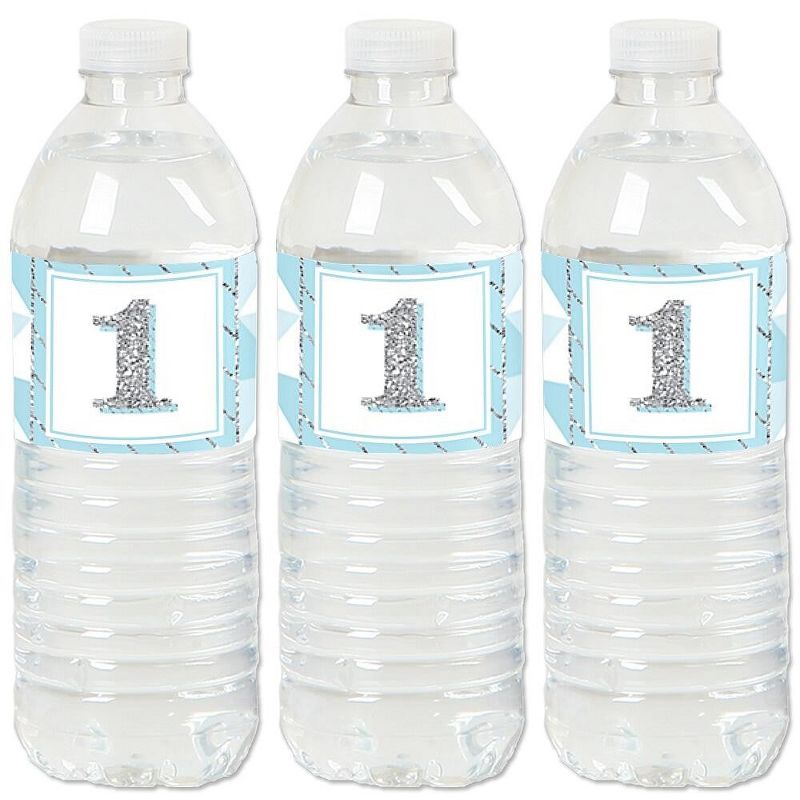 Big Dot of Happiness 1st Birthday Boy - Fun to be One - First Birthday Party Water Bottle Sticker Labels - Set of 20, 1 of 6