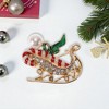Unique Bargains Christmas Brooches YNCP1580 Christmas Boat Alloy Dripping Wax Red  Gold Tone White 1.57"x1.38" 1 Pc - 2 of 4