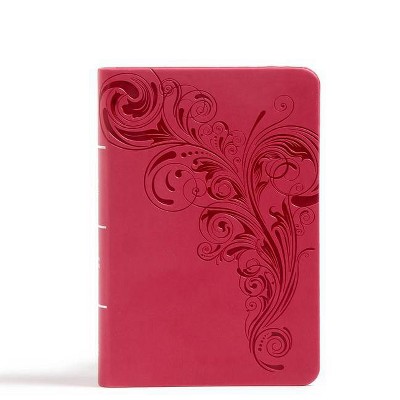 CSB Large Print Compact Reference Bible, Pink Leathertouch - by  Csb Bibles by Holman (Leather Bound)