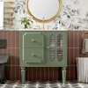 Vynxaria Retro 30'' Bathroom Vanity with Ceramic Sink, Freestanding Single Vanity, 2 Drawers, Solid Wood Frame, Green Storage Cabinet - 2 of 4