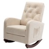 Rocking Chair, Modern Nursery Rocking Chair, Oversize Upholstered Armchair With Solid Wood Leg, Tall Back, Comfy Rocker For Living Room Bedroom - 3 of 4