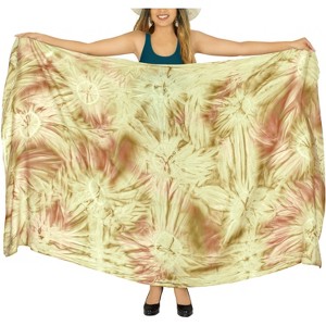 LA LEELA Women's Bikini Beach Wrap Swimwear Cover up Bathing suit Summer Wraps Swimsuit Sarong Skirts for Women One Size Beige, Tie Dye Design - 1 of 4