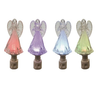Transpac Acrylic Angel Night Light Set of 4 Christmas Home Decorations