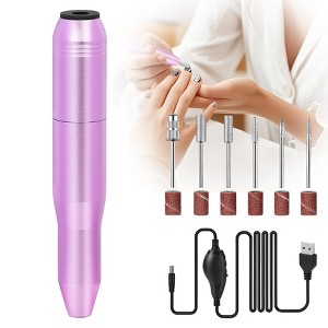 Portable Electric Nail Drill, Professional Nail File Kit for Acrylic, Gel Nails, Manicure Pedicure with Nail Drill Bits Sanding Bands Rose gold - 1 of 4