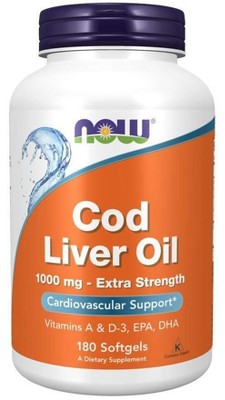 Cod Liver Oil 1000 mg Extra Strength by Now Foods  -  180 Softgel