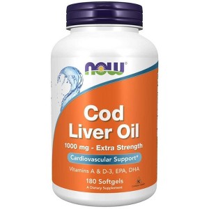 Cod Liver Oil 1000 mg Extra Strength by Now Foods  -  180 Softgel - 1 of 2