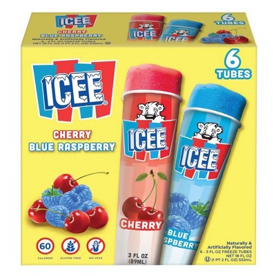 ICEE Frozen Raspberry and Wild Cherry Tubes - 18oz/6ct
