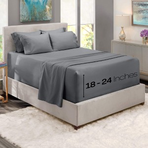 Hearth & Harbor 6 Piece Sheet Set, Extra Deep Pocket Sheets Fits Mattress up to 21", Soft Microfiber Sheets - 1 of 4