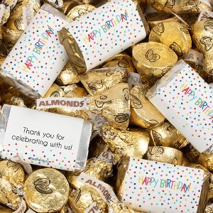 Birthday Candy Party Favors Hershey's Miniatures and Kisses - Colorful Dots - 1 of 1