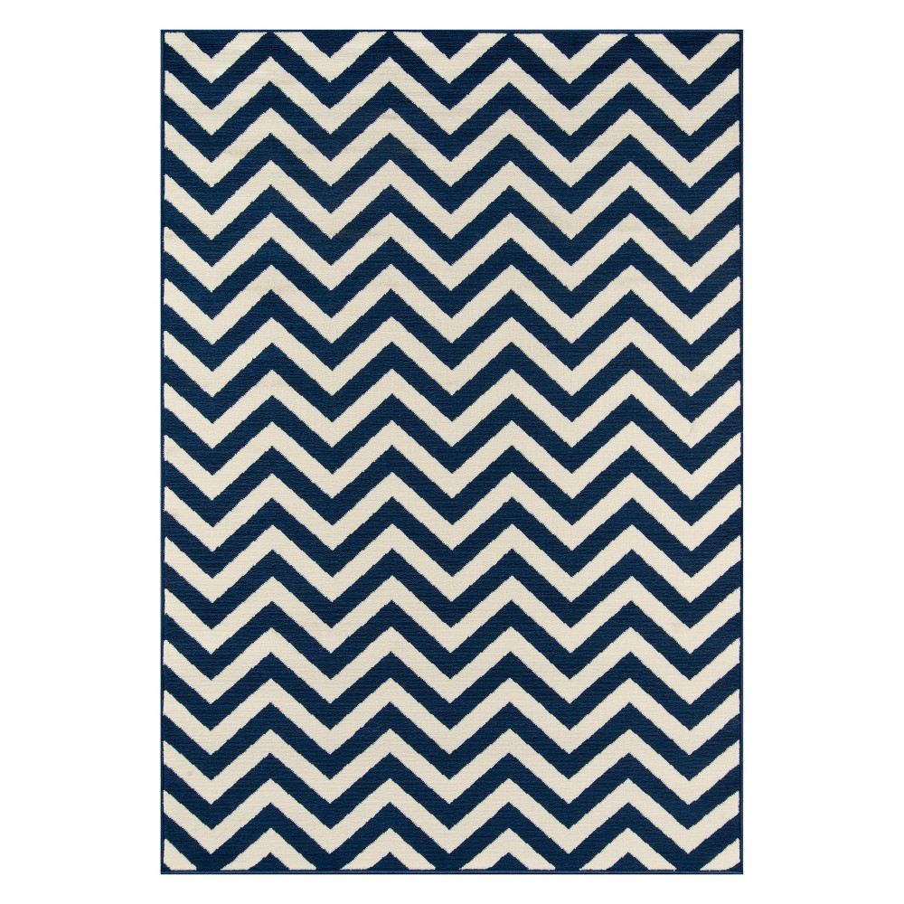 1'8inx3'7in Chevron Loomed Accent Rug Navy - Momeni