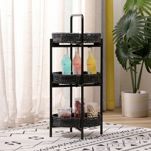 KTMBDW Small Handwoven Side End Table, 3-Tier Oval Organizer Portable Storage Shelf for Kitchen, Living Room, Bedroom, Balcony, Picnic - 1 of 4