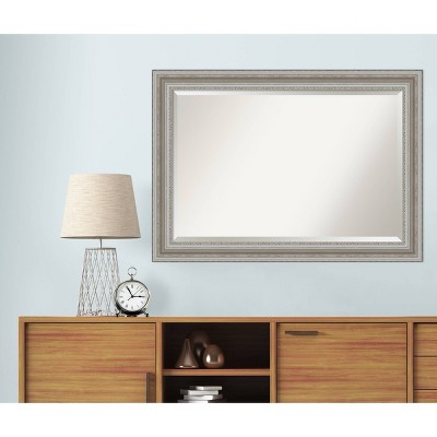 Parlor Pewter Patina 48"x36" Ornate Silver Bathroom Vanity Mirror