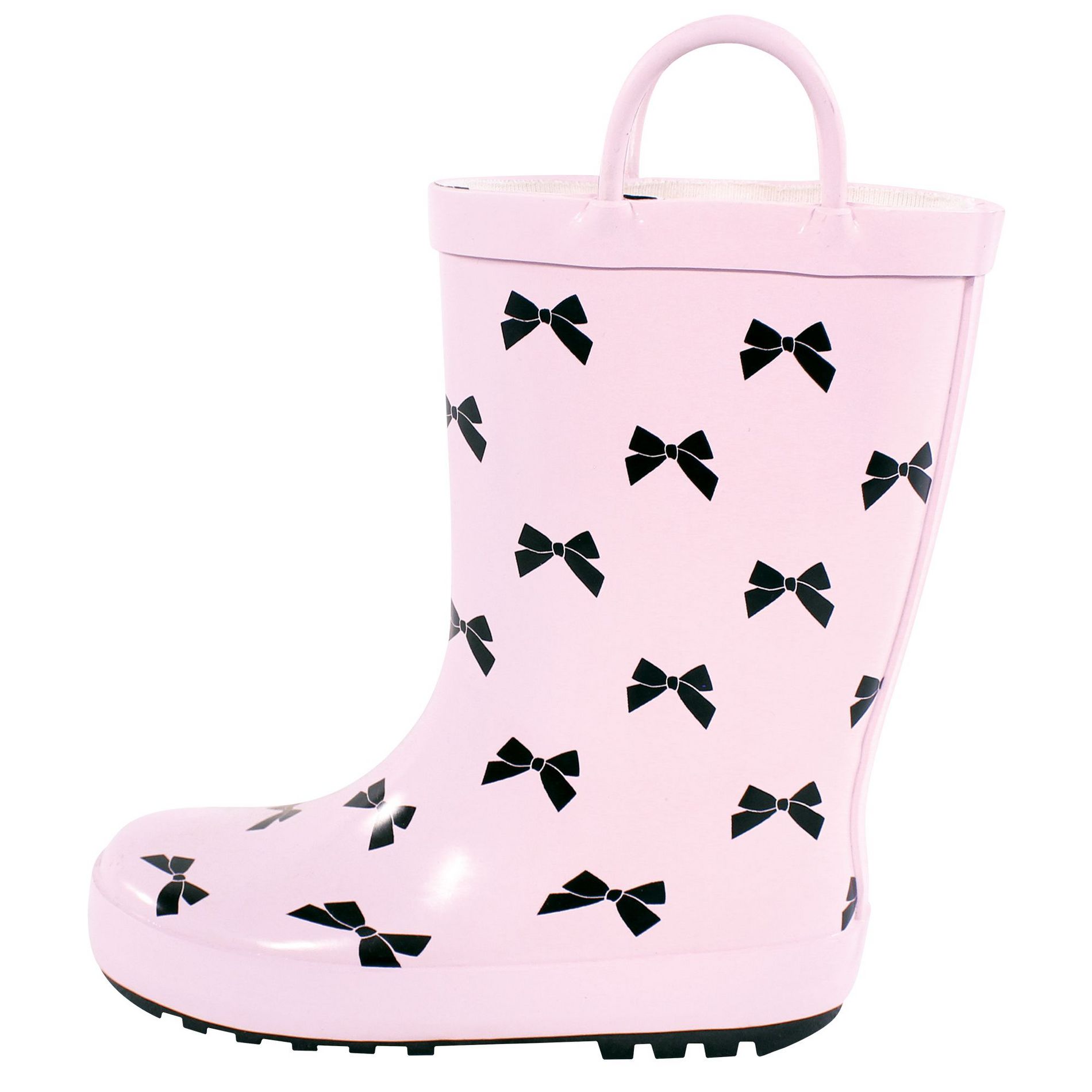 Hudson Baby Girls Rain Boots, Pink Black Bow
