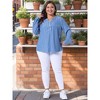 Women's Plus Size V Neck Striped Long Sleeve Button Down Blouses - Agnes Orinda - 3 of 4