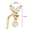 Jewelry Avalanche 20G 14K Gold L-Shape Butterfly Nose Stud – Dangling Bezel Set CZ Nose Jewelry - 3 of 4