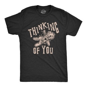 Mens Thinking Of You T Shirt Funny Voodoo Doll Graphic Novelty Tee - Crazy Dog Men's T Shirt - 1 of 4