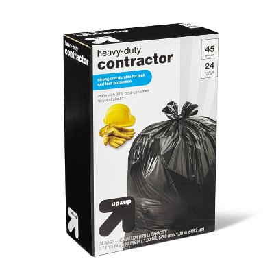 Heavy-Duty Contractor Flap-Tie Trash Bags - 45 Gallon/24ct - up &#38; up&#8482;