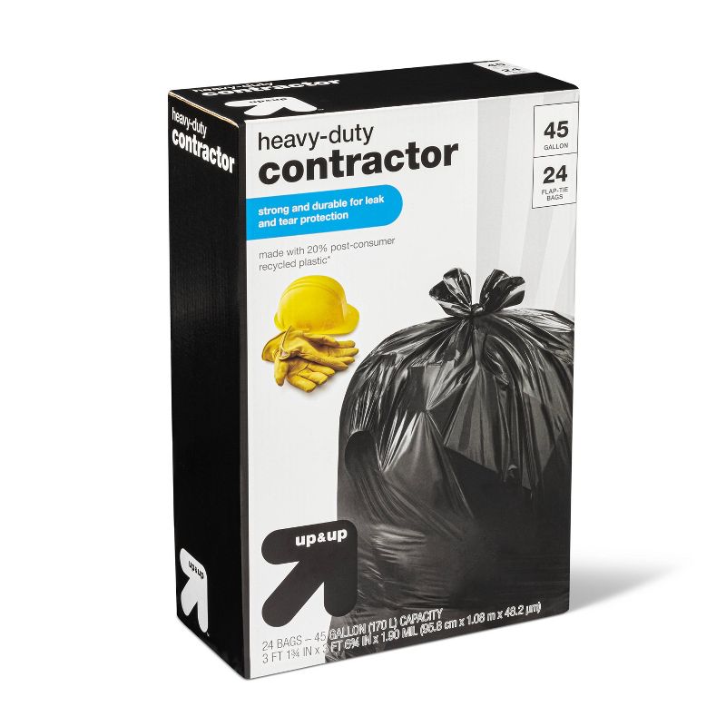 Heavy-Duty Contractor Flap-Tie Trash Bags - 45 Gallon/24ct - up &#38; up&#8482;, 3 of 4