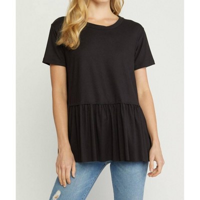 Women's Short Sleeve Peplum Top - entro