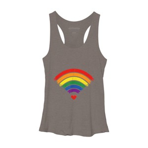 Adult Design By Humans Wifi Spreading Love Heart Pride By Belugastore Racerback Tank Top - 1 of 2