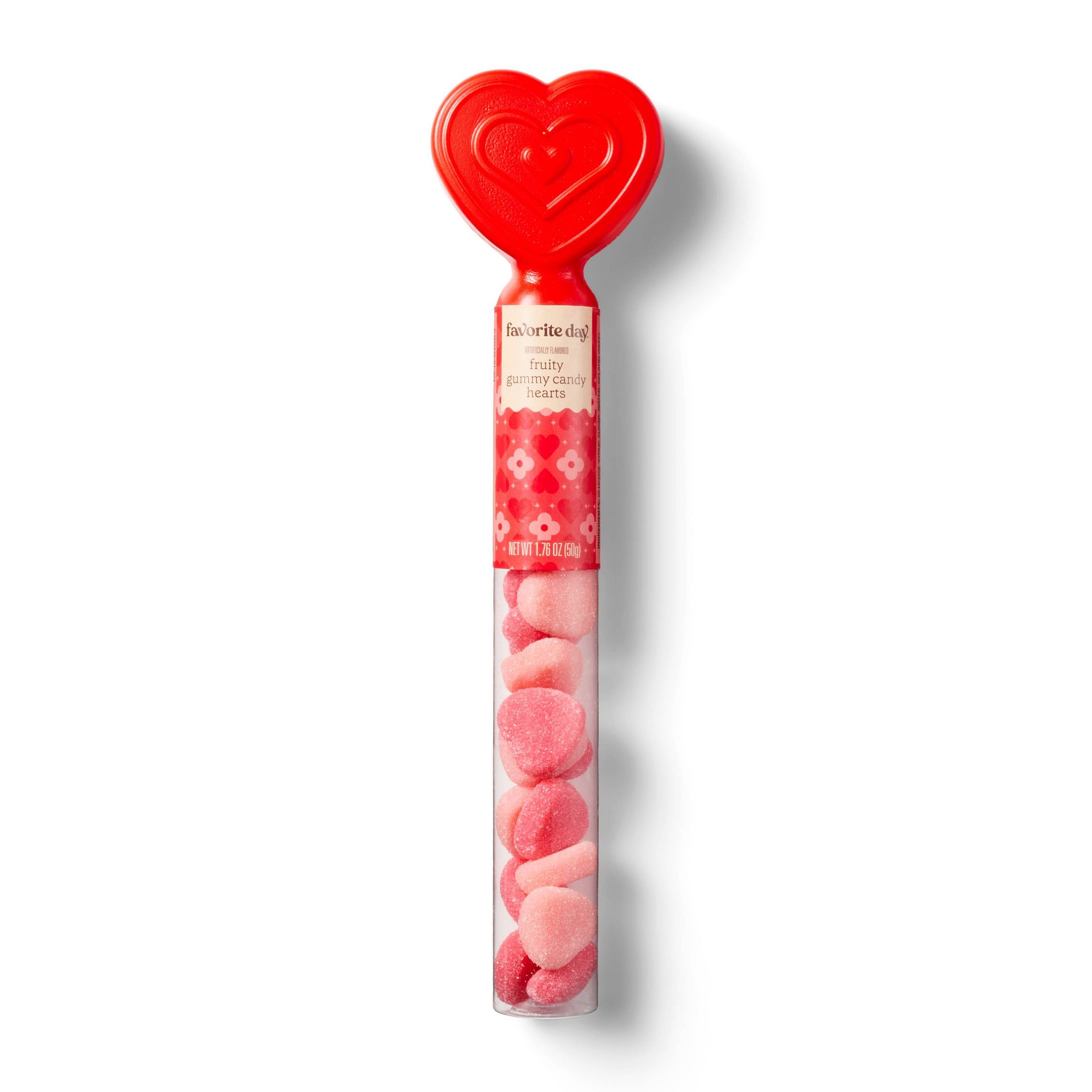 Valentine's Candy Red & White Hearts in Filled Cane - 1.76oz - Favorite Day™