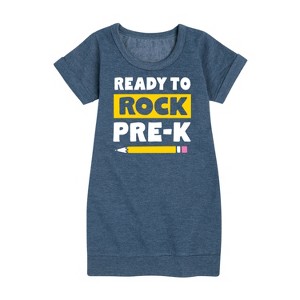 - Instant Message - Ready To Rock Pre-K Graphic Short Sleeve Fleece Dress - 1 of 4