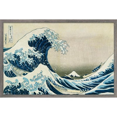 Trends International The Great Wave Off Kanagawa By Hokusai Framed Wall ...