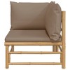 vidaXL Garden Corner Sofa Taupe Bamboo with taupe polyester cushions - 3 of 4