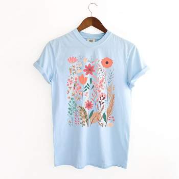 Simply Sage Market Women's Pastel Wildflowers Short Sleeve Garment Dyed Tee