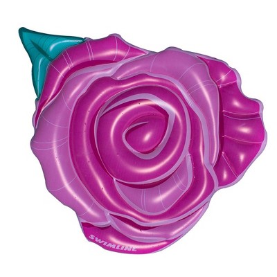 Swimline 90514 76x65x12 Inch 2 Person Giant Inflatable Rose Flower Swimming Pool Lake Water Ride On Float, Pink