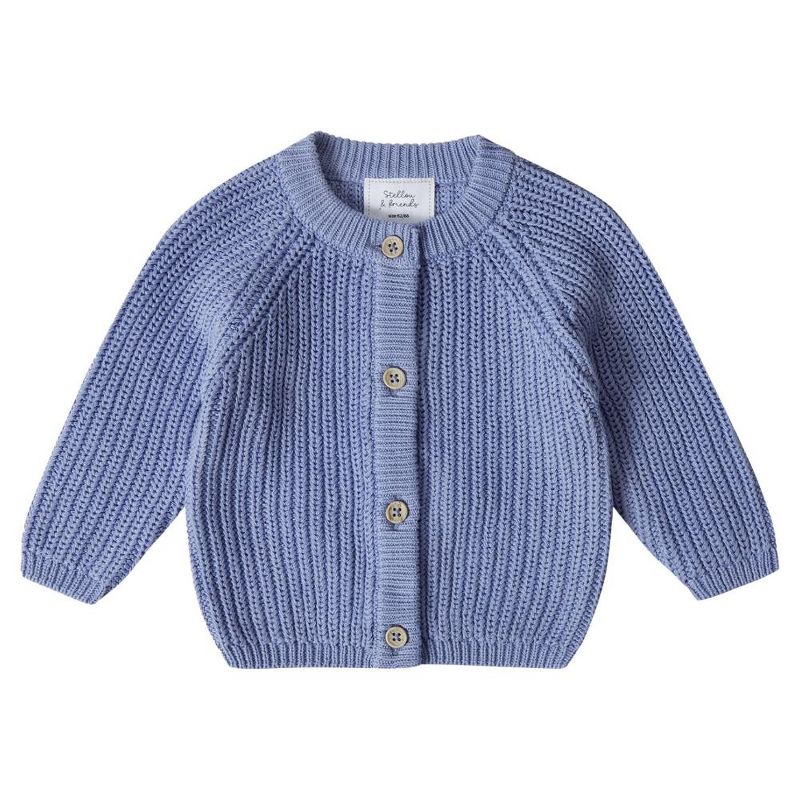 Stellou & Friends 100% Cotton Chunky Ribbed Knitted Cardigan for Boys & Girls Ages 0-6 Years, 1 of 4