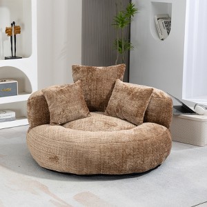 Lazy Sofa Chaise Lounge Chenille Single Sofa Bean Bag Chair Couch Upholstered Accent Chair with 3 Pillows, No Assembly Needed-ModernLuxe - 1 of 4