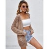 Coolmee Women's Crochet Cardigan Sweater Long Sleeve Open Front Lightweight Boho Cover Up Summer Knit Cardigans - 2 of 4
