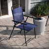 Emma and Oliver Set of 4 Textilene Folding Sling Style Patio Chairs with Armrests - 4 of 4