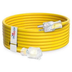 LifeSupplyUSA 14 Gauge Power Extension Cord Outdoor & Indoor Waterproof Cable SJTW 14/3 ETL Listed - 1 of 4