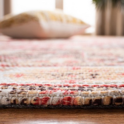 Ivory and Red Cotton Flat Woven Runner Rug, 2'3" x 8'