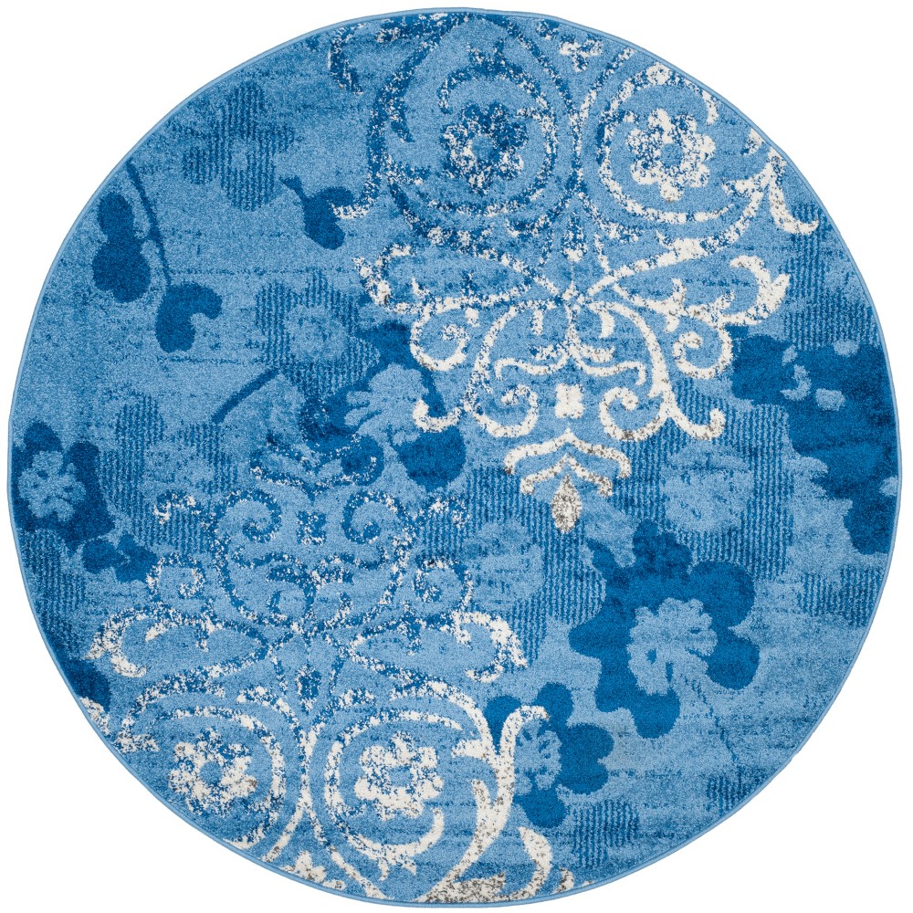 4' Medallion Round Area Rug Light Blue/Dark Blue - Safavieh