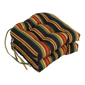 Blazing Needles, 16-inch Spun Polyester Patterned Outdoor U-shaped Tufted Chair Cushions (Set of 2) - 1 of 2