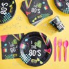 Blue Panda Serves 24 80s Birthday Party Decorations, Includes Plates, Napkins, Cups, and Cutlery, Back to the 80s Party Supplies (144 Pieces Total) - 2 of 4