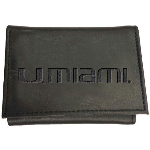 Evergreen NCAA Miami Hurricanes Black Leather Trifold Wallet Officially Licensed with Gift Box - image 1 of 1