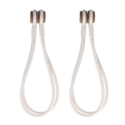 Evideco French Home Goods Magnetic Curtain Tiebacks – Double Braided Cord with Wooden Tips