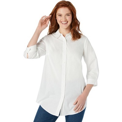 Woman Within Plus Size Perfect Three Quarter Sleeve Shirt