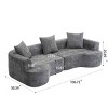 Modern 3-Seat Curved Sofa, Deep Seat Design Spring Couch with Armrest and Pillows, Sponge Sofa with Corduroy Cover-Baofuwish - 4 of 4