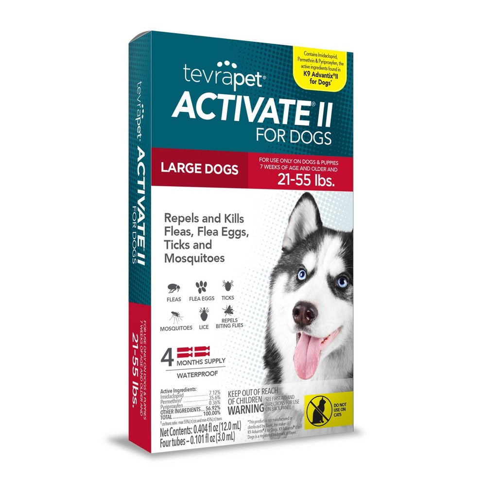 UPC 190623000027 product image for Tevra Pet Activate II Flea and Tick Treatment for Large Dogs - 21 to 55lbs - 4  | upcitemdb.com