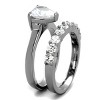 Slickblue Women's Heart CZ Engagement Ring Set, Matching Band with Stones, Polished Stainless Steel, Sizes 5–10 - 4 of 4